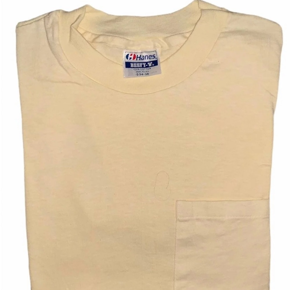 (Deadstock) Vintage 1980s Hanes Beefy T Blank Pocket T-Shirts